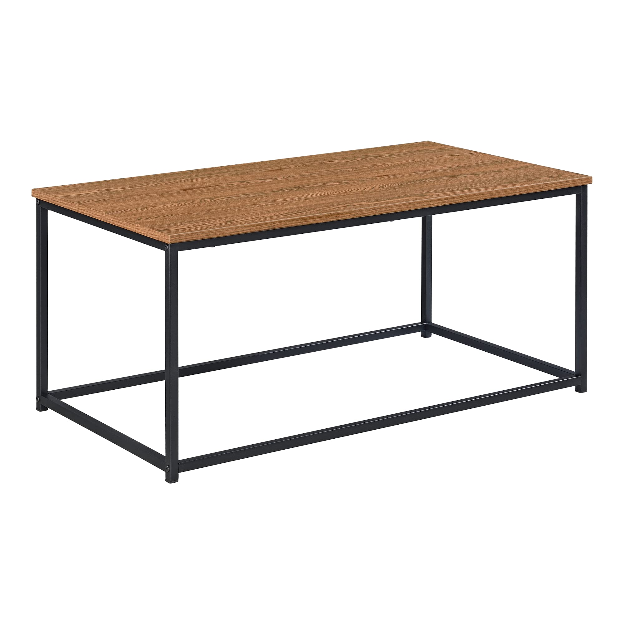 [en.casa] Couchtisch Esbjerg 100x55x45cm Beistelltisch Wohnzimmertisch Sofatisch Gestell aus Eisen Dunkler Holzton