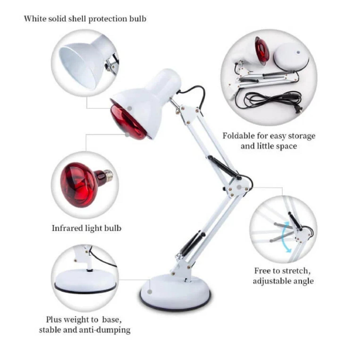 Rebolet | Rote Lichttherapie Lampe für die Haut - Infrarot-Wärme mit Stativ
