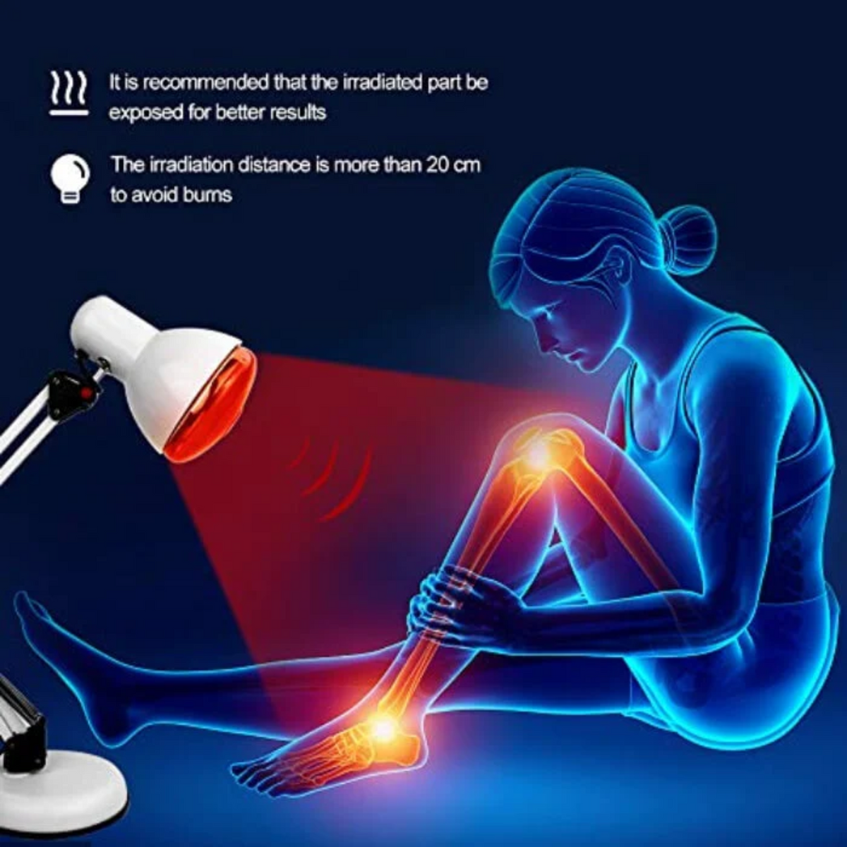 | Rote Lichttherapie Lampe für die Haut - Infrarot-Wärme mit Stativ