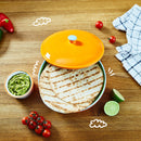 Uno Casa Keramik Tortilla Wärmer – Servieren Sie Tortillas zur Party oder Fiesta zu Hause - geeignet als Pfannkuchen und Chips Aufbewahung- sicher für den Einsatz in Mikrowelle und Ofen – 22cm