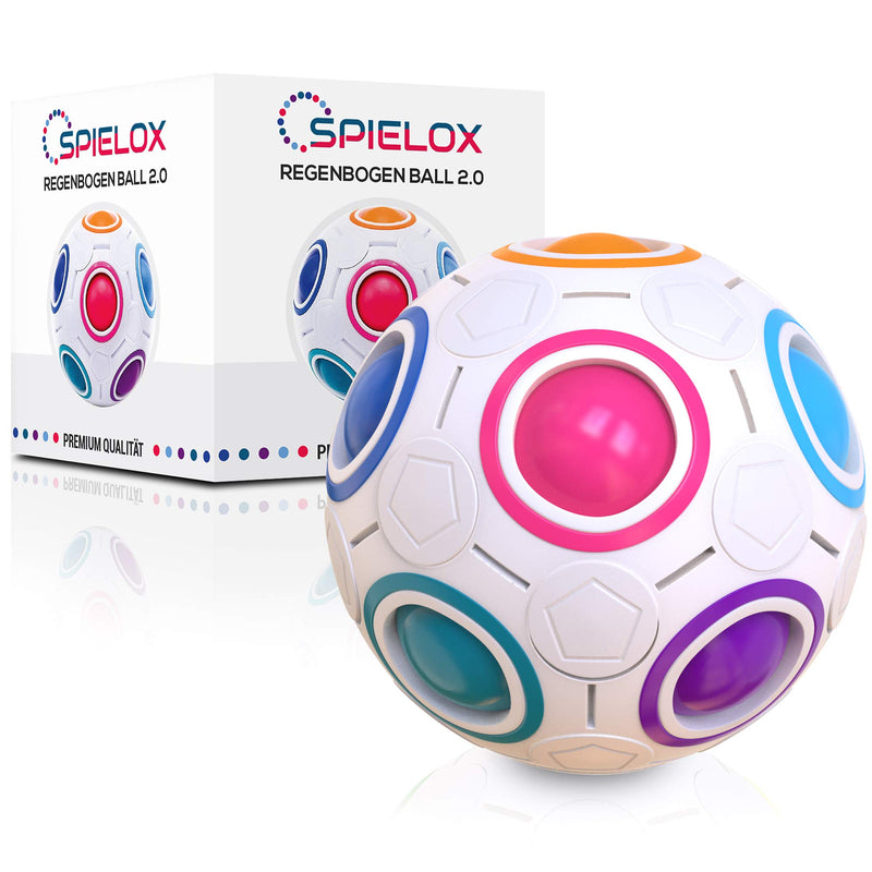 SPIELOX® Regenbogenball Geschicklichkeitsspiel Zauberball Zauberwürfel Kinder Erwachsene | Knobelspiele Mädchen Jungen Spiele ab 4 Jahre | Brain Trainer | Wunderball