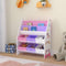 [en.casa] Kinderregal Ponteceso Bücherregal mit 2 Ablagefächern Spielzeugregal 6 Boxen Bücherkiste mit Einhorn-Motiv Weiß Lila Rosa Kinderzimmer Organizer