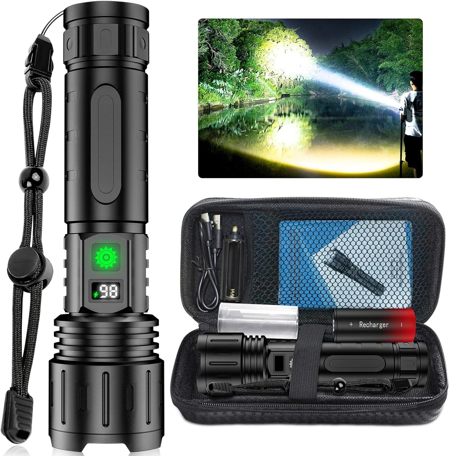 Rebolet | UltraBeam 100,000 Lumen Taschenlampe – Superhell & Vielseitig für jede Situation