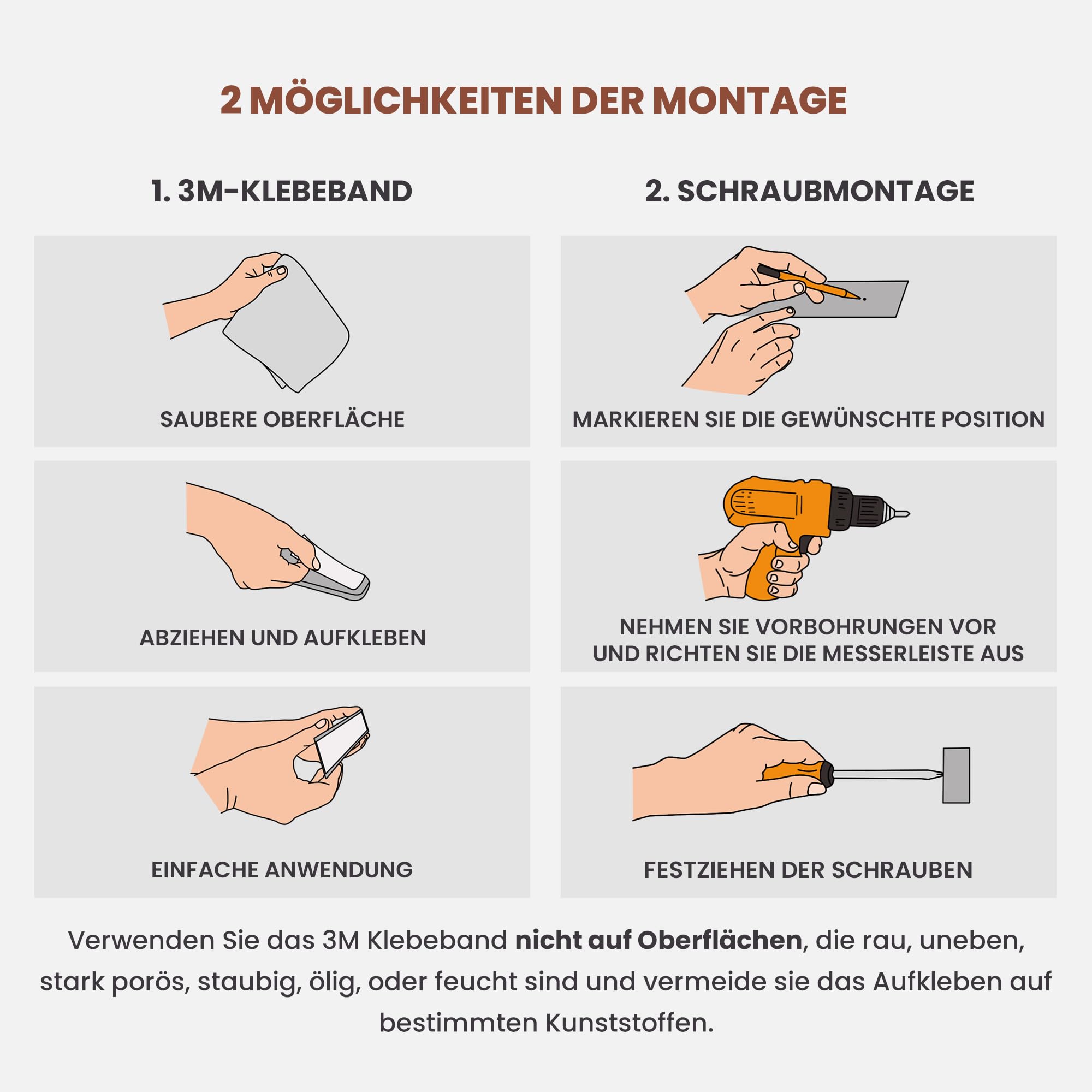 Exitoso Edelstahl Magnetleiste Messer selbstklebend - Kleben und Bohren mit 3M Klebeband - Magnetischer Magnet Messerhalter Messerleiste magnetisch - Messer Magnetschiene für Messer Magnetleiste