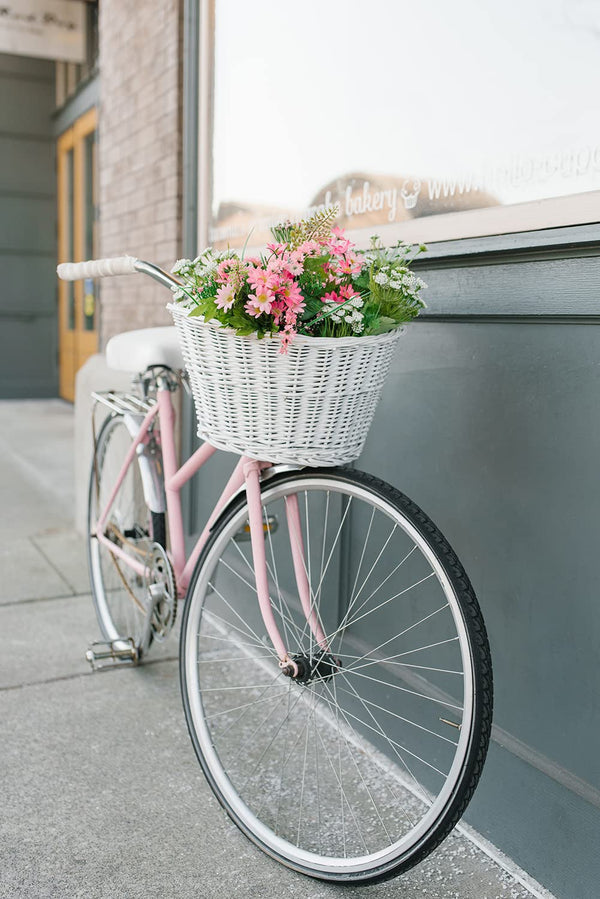 ISO TRADE Fahrrad Weidenkorb Geflochten Abnehmbar Groß klick-System 5kg/10kg Traglast 2352, Farbe:Weiß/White