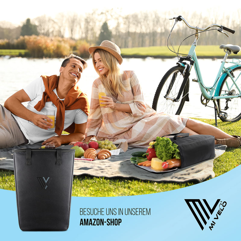 MiVelo - Kühltasche Fahrrad - Einsatz für Fahrradtaschen Gepäckträger - Einkaufstasche faltbar - Picknick Zubehör - Tragetasche (15L)