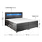 Juskys Boxspringbett Vancouver 180x200 cm — Doppelbett mit LED-Beleuchtung, Topper & Bonell-Federkern-Matratzen — Bett Polsterbett Grau mit Stoff