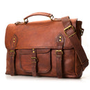 Nama Leather Lane 'Salvatore' Aktentasche Echtes Leder 16 Zoll Schultertasche Vintage Messenger Bag Umhängetasche Business Tasche Lehrertasche Laptoptasche Naturleder Braun