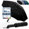 Regenschirm Taschenschirm Sturmfest + Auf-Zu Automatik & Schirm-Tasche, Schwarz | Herren Damen Reiseschirm - Kompakt Stabil, Teflon Wind- & Regen- Dicht | Taschenregenschirm Golfschirm Umbrella