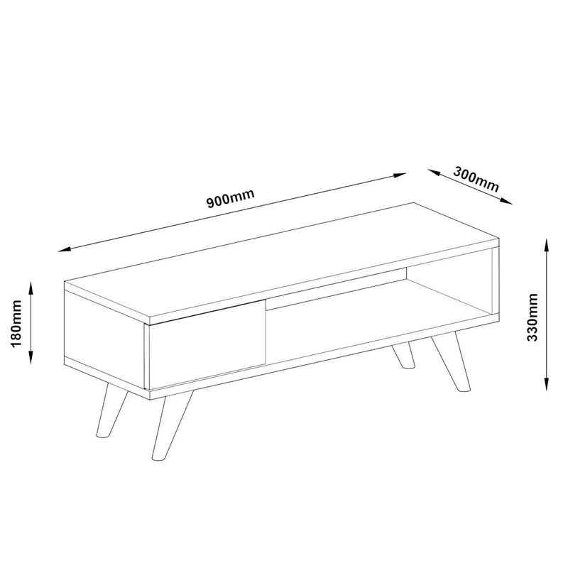 [en.casa] Fernsehtisch Aarup mit Ablage und Schublade Tv-Schrank 33 x 90 x 30 cm Lowboard Eiche