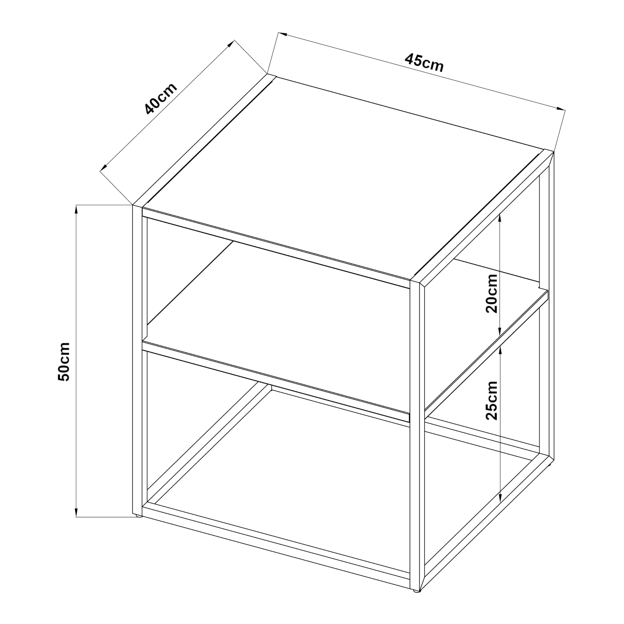 [en.casa] Beistelltisch Raahe Kaffeetisch mit Ablage Sofatisch aus Stahl Nachttisch 50 x 45 x 40 cm Couchtisch Schwarz