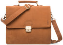 LEABAGS 'Haarlem' Aktentasche Echt-Leder Umhängetasche Tablettasche Schultertasche Herren und Damen DIN A4 Format Vintage Look Ledertasche Henkeltasche Businesstasche Unitasche Büro (Braun)