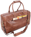 Leabags Leder Weekender Damen & Herren I Echtleder Premium Reisetasche I 40 l Sporttasche I Duffle Travel Gym Bag I Sporttasche I Trainingstasche I Tasche Flugzeug I groß I Vintage Cognac