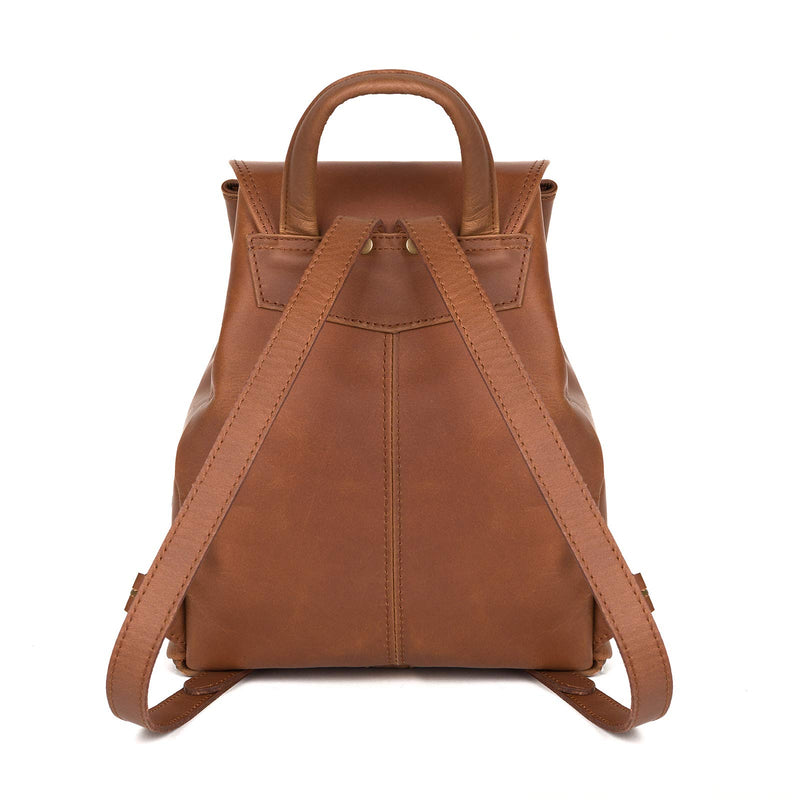 LEABAGS Leder Rucksack Damen & Herren I Echtleder Premium Daypack I Eleganter Backpack Frauen & Männer I Lederrucksack I Größe L I Vintage Cognac