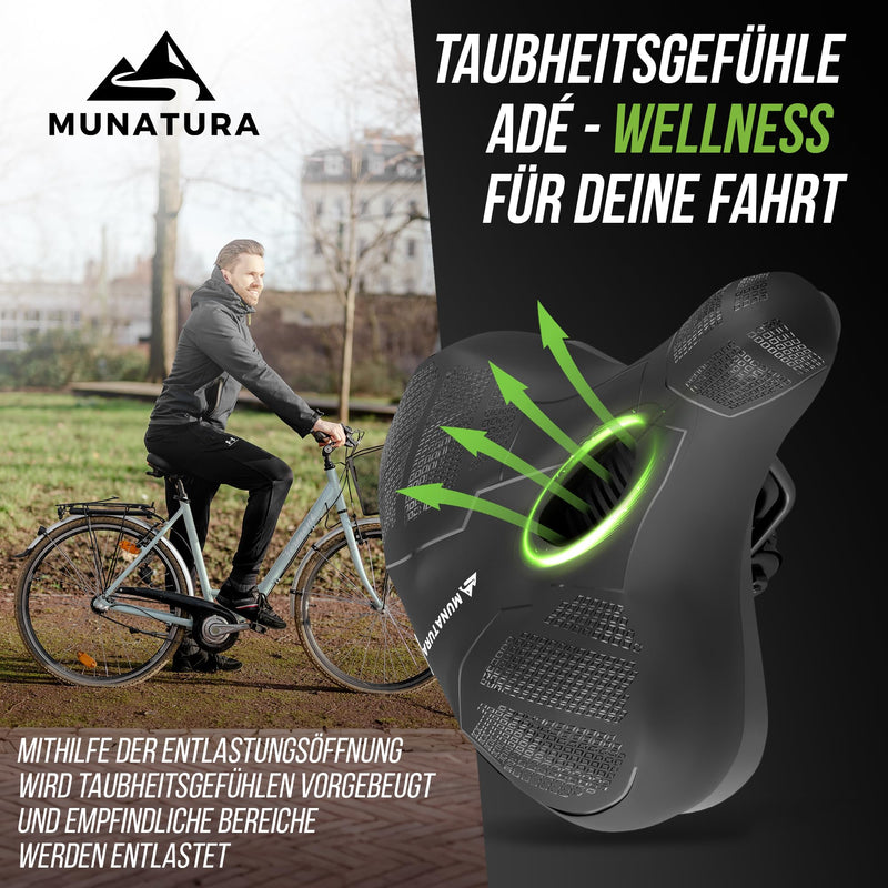 MUNATURA Fahrradsattel mit Memory Foam und Federung – Fahrradsattel Herren bequem – Ergonomischer und Wasserdichter Fahrrad Sattel - Fahrradsattel Damen