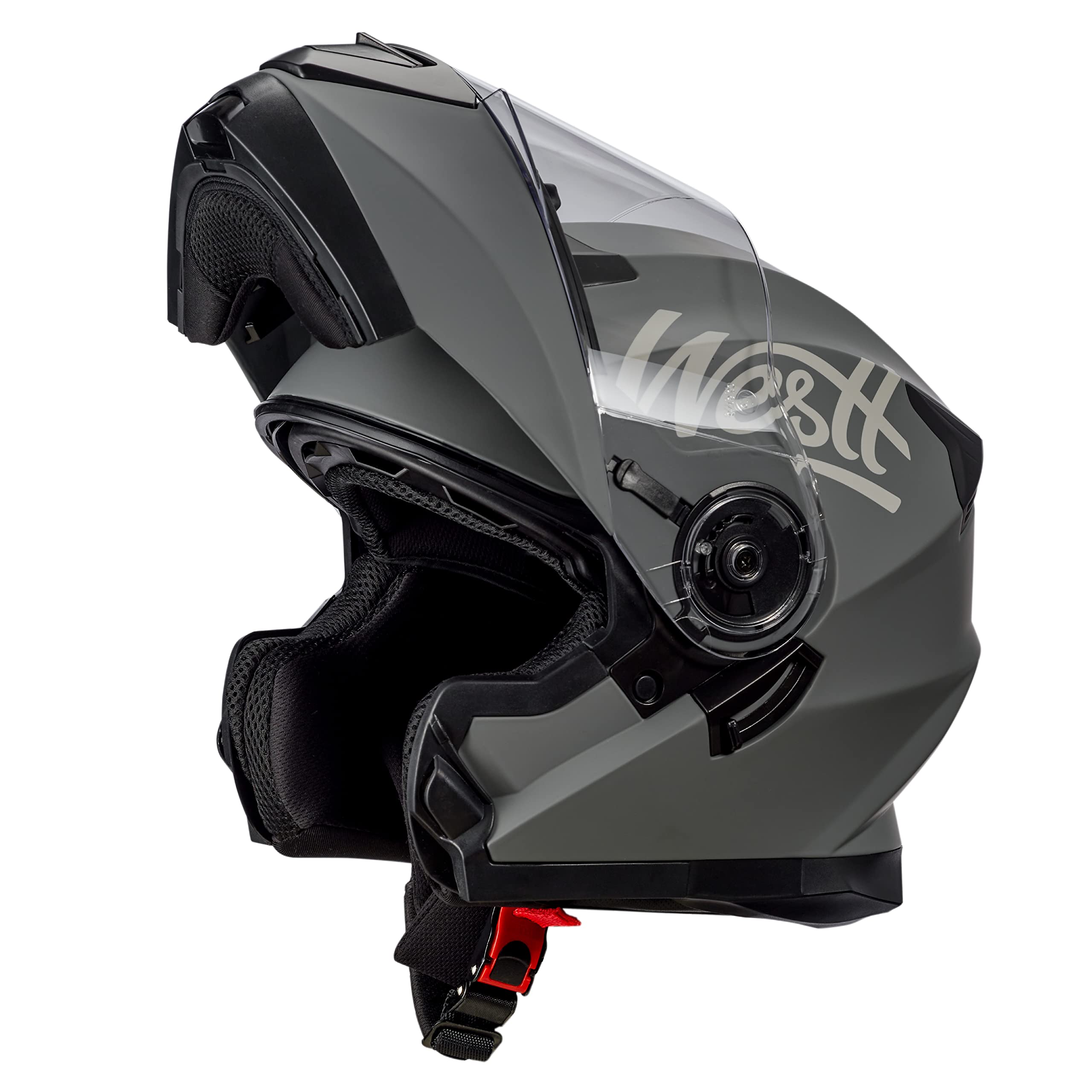 Westt Klapphelm Flip up Motorradhelm Integralhelm Herren Damen mit verstärktem Kinnschutz Chopper Moped Mofa Roller Modular Helm Motorrad mit ECE DOT Zertifizierung, grau, S (53-54 cm)