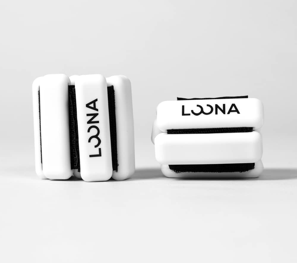 Loona Gym Bracelets White- Fuss- und Handgelenk-Gewichte, Fitness-Gewichte, Laufgewichte Set (1 Paar) 1KG für Fitness, Laufen, Joggen, Pilates, Gymnastik, Aerobic, Yoga, sportliches Accessoire