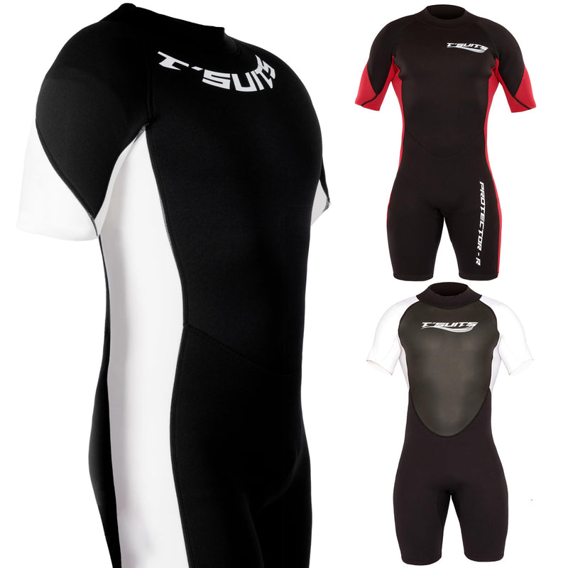 T´SUITS Neoprenanzug Herren [3mm, Shorty, Protector-I] | Tauchen, Schwimmen, Surfen, Kiten, Wasserski, Rafting - Jetzt Größe Wählen (XS, Herren Schwarz/Weiß)