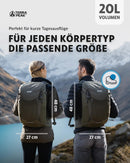 Terra Peak - Wanderrucksack Airant 20 Rückenbelüftung für Damen & Herren mit belüftetem Netz-rücken grün klein - zum Wandern und Camping mit Trinksystem-Vorbereitung - unisex outdoor Backpack leicht