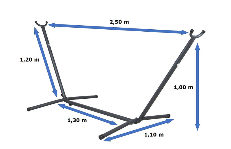 Kronenburg Hängematte mit Gestell Indoor & Outdoor - Hängemattengestell 250cm, Belastbarkeit bis 210 kg – inkl. Nylonhängematte in Blau/Hellblau– Farbwahl