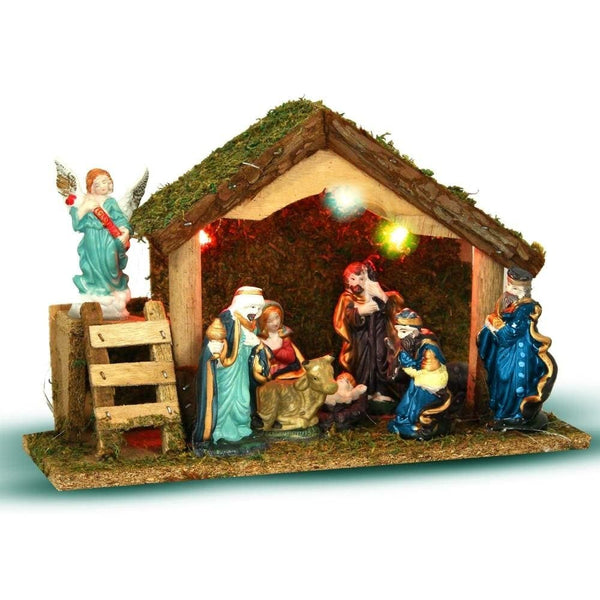 FEERIC LIGHTS & CHRISTMAS Weihnachtskrippe und 5 LEDs - 8 Porzellan Santons