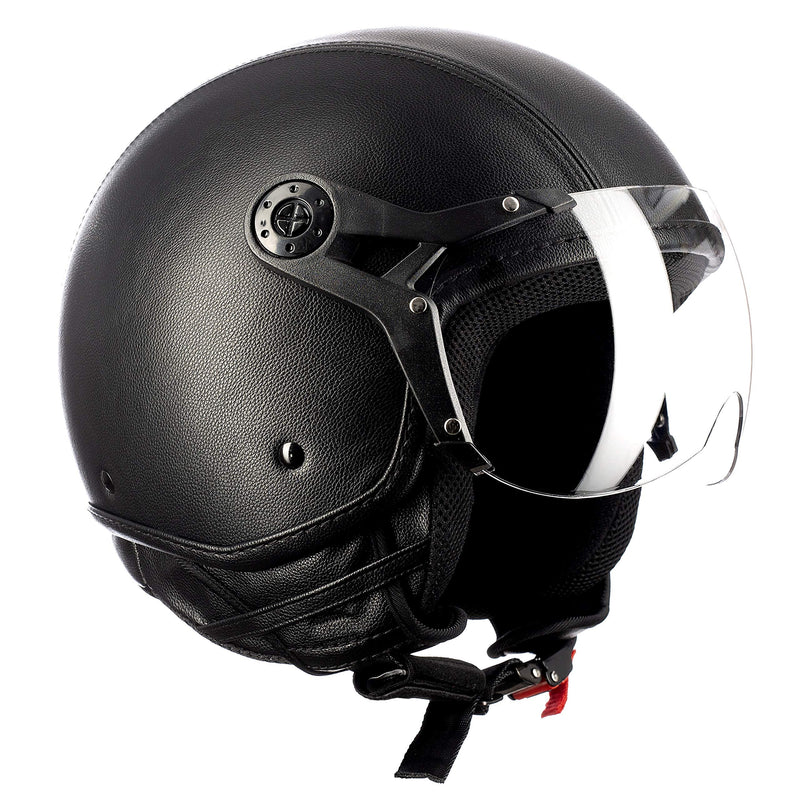 Westt Classic X Integralhelm Jethelm Motorradhelm Vintage Stil - Matt Schwarz