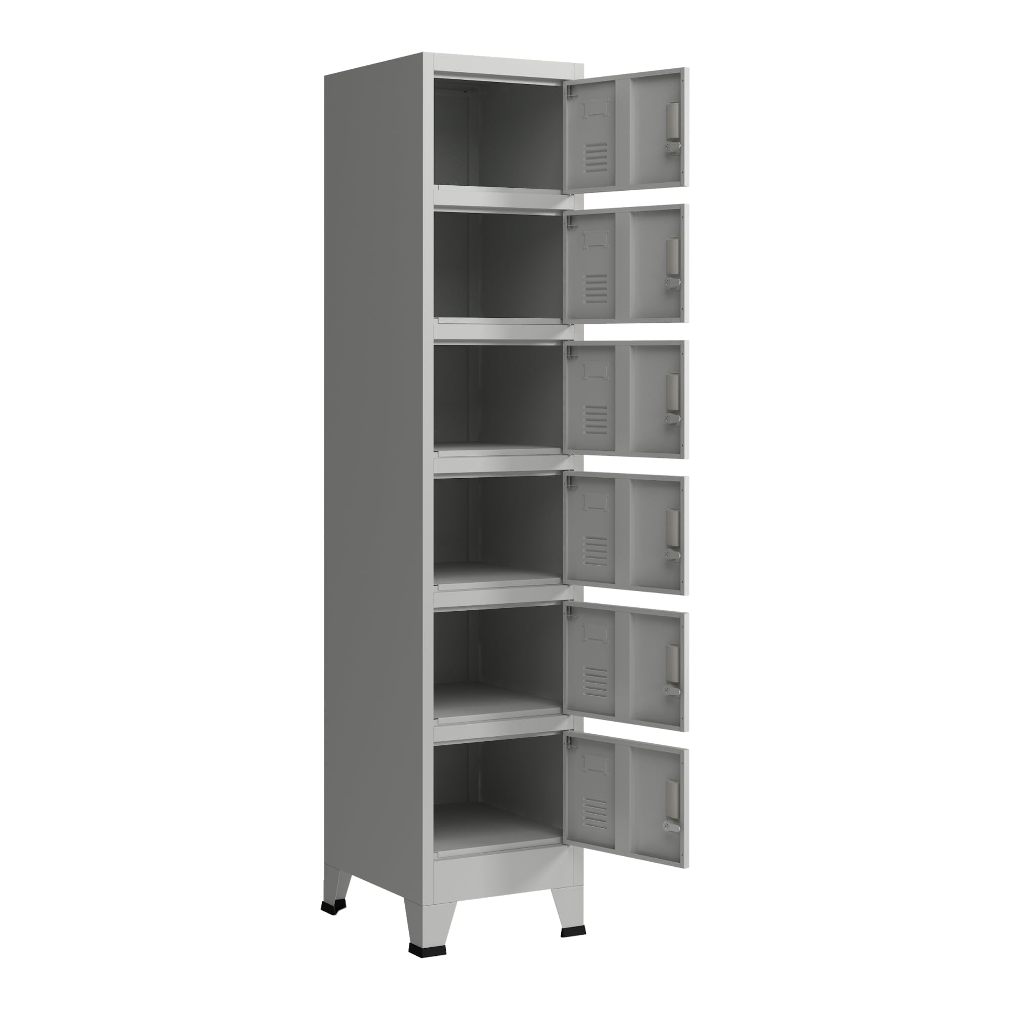 [en.casa] Metallschrank Joroinen mit 6 Türen abschließbarer Stahlschrank Schließfachschrank Spind Werkstatt Umkleideschrank Aufbewahrungsschrank 180 x 38 x 45 cm Grau