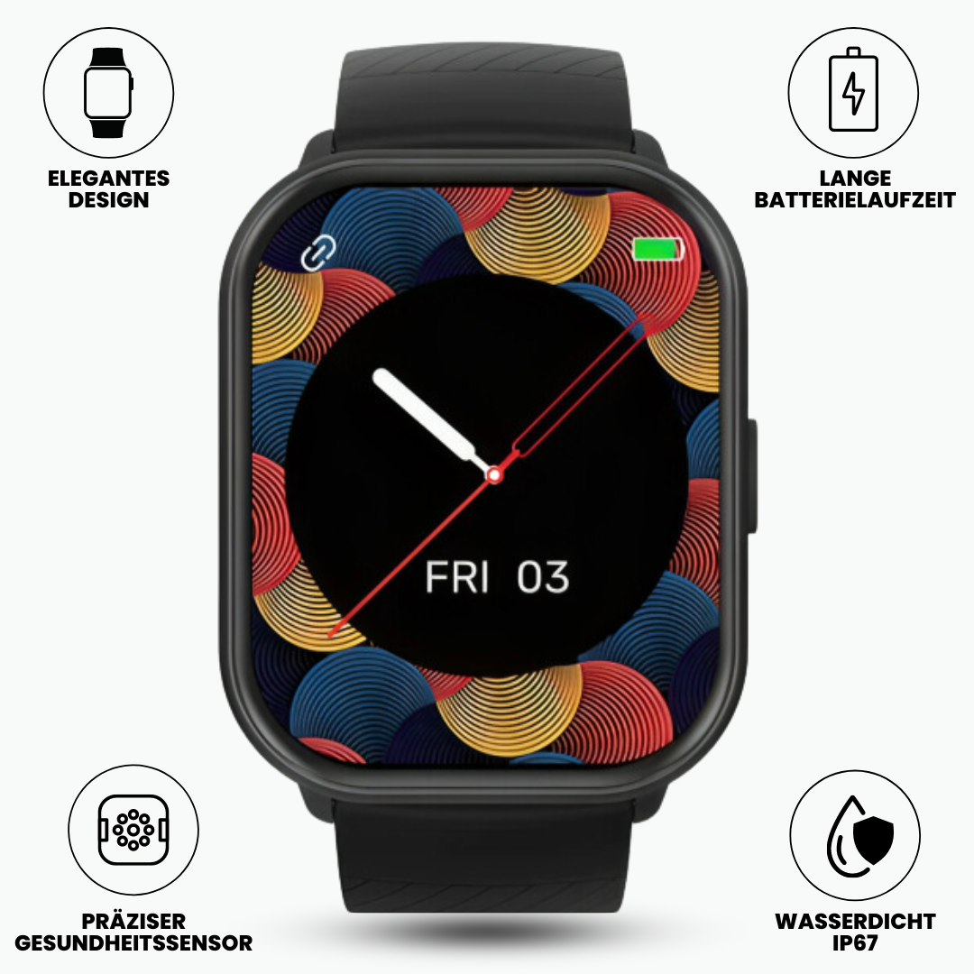 Rebolet | Fitpro Ultra Smartwatch für iOS/Android Handys mit Echtzeit Herzfrequenzmesser, Blutdruck-/Sauerstoff-Tracker