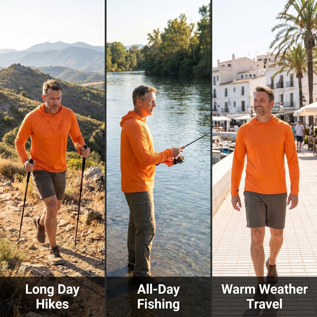 Herren UPF 50+ Sonnenhoodie – leicht, schnelltrocknend
