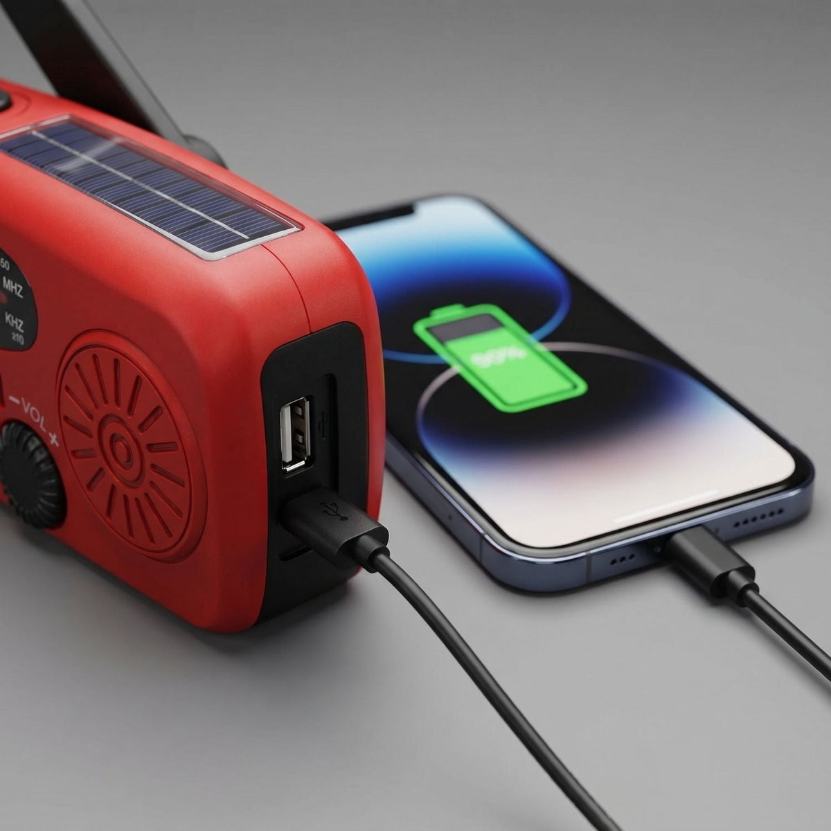 Notfall-Kurbelradio – Solar- und USB-wiederaufladbares Wetterradio mit Taschenlampe