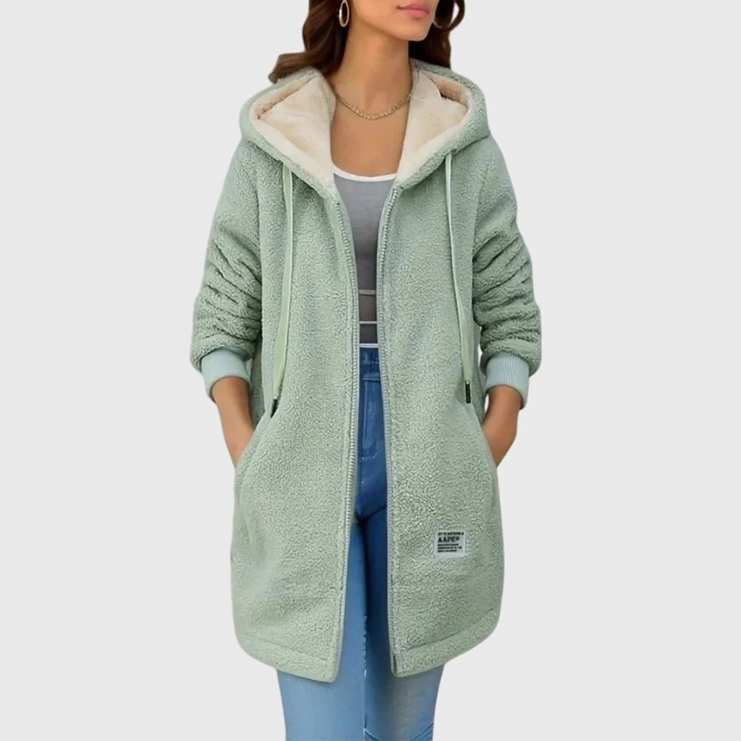 Damen Fleecejacke mit Kapuze & Taschen – CozyWarm Birgitta