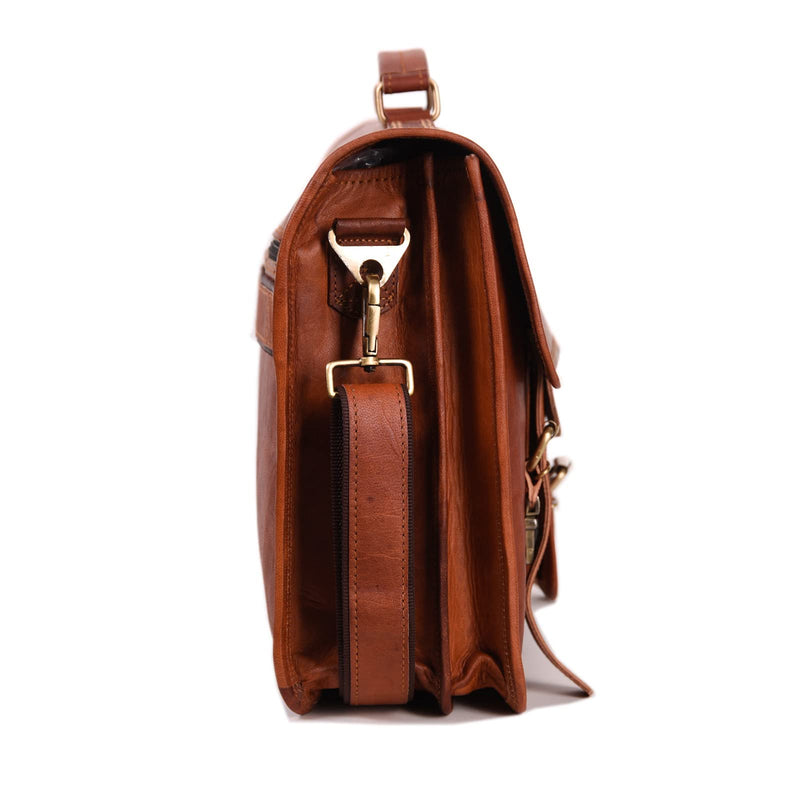 Leabags Leder Aktentasche Herren & Damen I Echtleder Laptoptasche bis 15 Zoll I Umhängetasche mit Schultergurt I Schultertasche I Messenger Bag I Arbeitstasche I Lehrertasche I Vintage Cognac