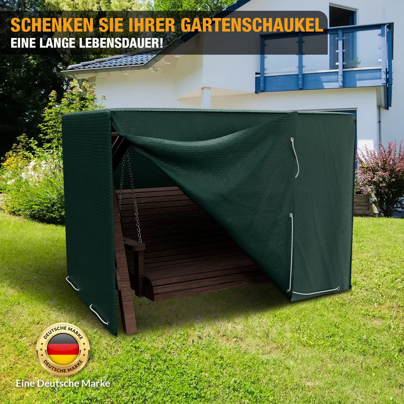 Kronenburg Schutzhülle Hollywoodschaukel Abdeckung für 3-4 Sitzer wasserdicht in grün- Abdeckplane Gartenschaukel 150 x 210 x 150 cm