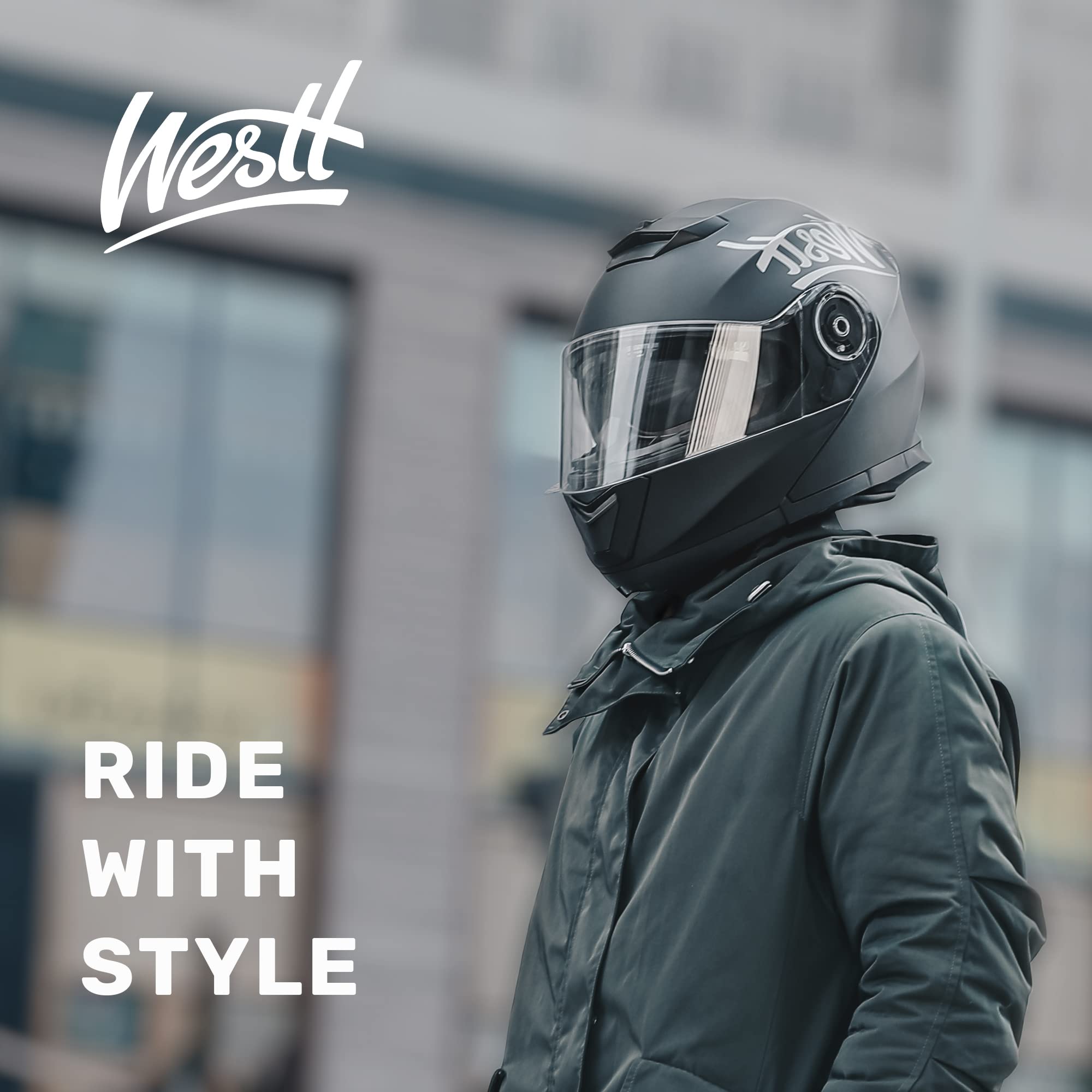 Westt Klapphelm Flip up Motorradhelm Integralhelm Herren Damen mit verstärktem Kinnschutz Chopper Moped Mofa Roller Modular Helm Motorrad mit ECE DOT Zertifizierung, weiß,