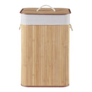 [en.casa] Wäschekorb Salla Wäschebox mit Deckel Wäschesammler Herausnehmbarer Wäschebeutel Laundry Basket Umweltfreundlich 72L Bambus Natur