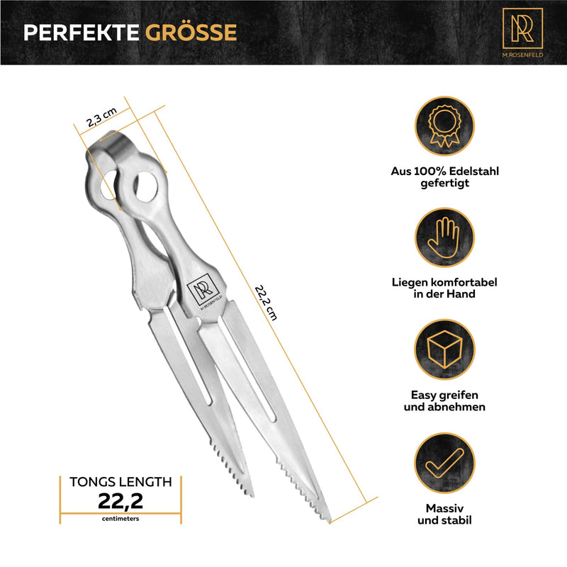 M. ROSENFELD Shisha Zange für Tabak und Kohle - Shisha Holzkohlezange aus Edelstahl - Erwärmt Sich Nicht Durch Heiße Kohlen. Premium Shisha-Zubehör