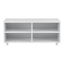 [en.casa] Lowboard mit Rollen 'Gränne' 90x35x41cm mobiles Regal TV-Schrank 4 Ablagen Fernsehregal Fernsehtisch Matt Weiß