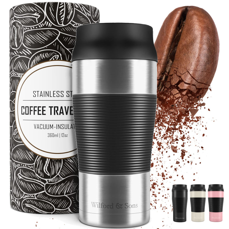 Thermobecher Kaffeebecher To-Go Edelstahl - 360ml Thermo Trinkbecher Auslaufsicher Spülmaschinenfest BPA-frei | 4h Heiß - 8h Kalt Vakuum-Isolierbecher | Tee Coffee Travel Mug Cup Cafe Thermosbecher