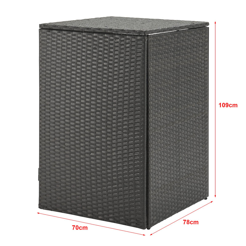 [en.casa] Mülltonnen Verkleidung Widnau für 1 Mülltonne 240 L Mülltonnenbox Mülltonnenhaus Polyrattan Stahlrahmen 109 x 70 x 78 cm Dunkelgrau