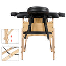 Yaheetech Mobile Massagelige 2 Zonen Massagetisch mit Holzfüßen und Tragetasche Höhenverstellbare Massagebank Klappbare Kosmetikliege 70 cm Breit, Schwarz