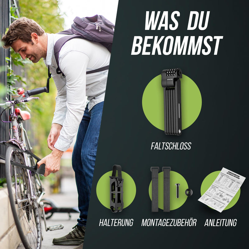 MUNATURA Faltschloss Fahrrad [80cm] - Fahrradschloss Faltschloss - Faltschloss Zahlenschloss - Fahrradschloss Hohe Sicherheit - Bike Lock