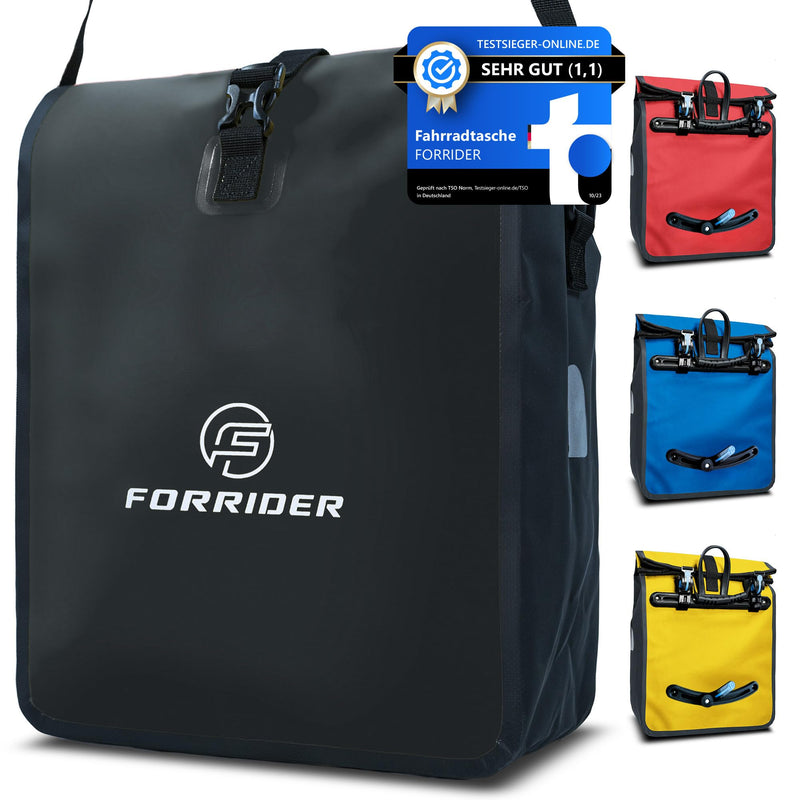 Forrider Fahrradtasche Wasserdicht für Gepäckträger [22L Volumen] mit Schultergurt | Gepäckträgertasche | Einzel | Fahrrad Tasche Packtasche hält an jedem Gepäckträger