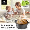 Gusseisen Topf 2in1 mit Grillpfanne/Deckel, Ø26cm, 4,6 L Casserole perfekt zum Brot backen oder Garen, Schmortopf Induktionsgeeignet, Gusseisen Bräter