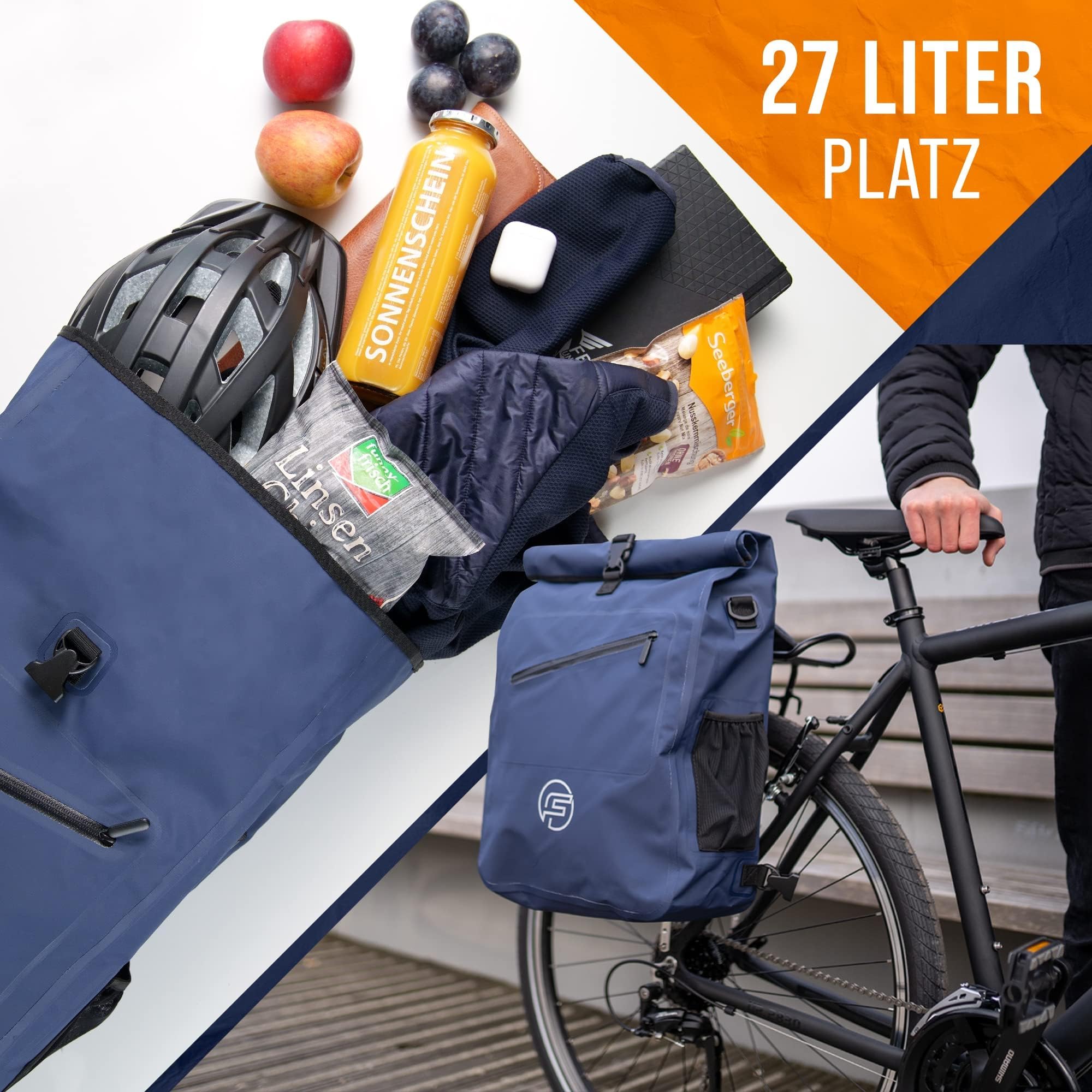 Forrider 3in1 Fahrradtasche für Gepäckträger mit Rucksack Wasserdicht 27L I Gepäckträgertasche Reflektierend I Sattel Tasche fürs Fahrrad