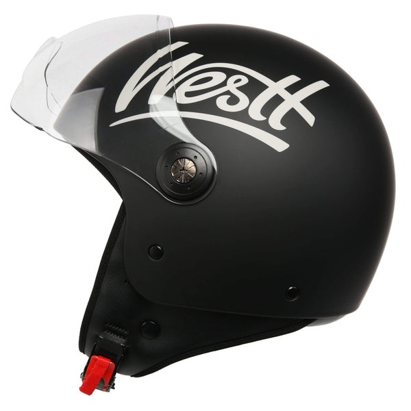 Westt Classic Jethelm Motorradhelm Helm - Vintage Stil - Matt Schwarz - ECE Zertifiziert