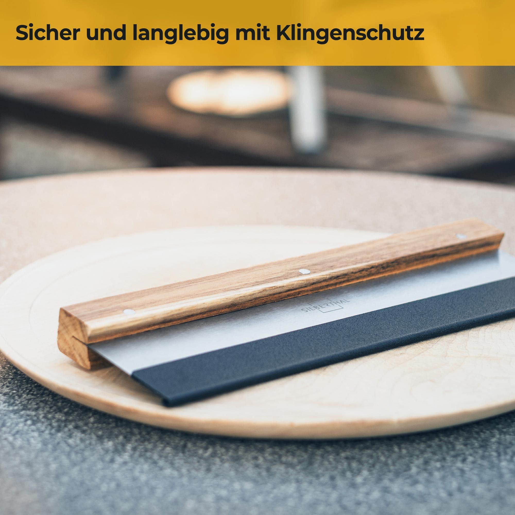 SILBERTHAL Pizzaschieber Set 30cm 2tlg - Mit Profi Pizzaschneider - Zubehör Set aus Edelstahl mit Akazienholz - Ideal für Pizza, Brote und Kuchen im Heimofen - Spülmaschinenfest