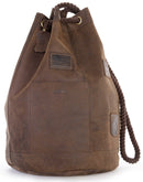 LEABAGS Tacoma Turnbeutel Seesack I aus echtem Büffel-Leder im Vintage Look Matchsack I Reisetasche I Sporttasche I Gym Bag Muskat I 29x43x28 cm I Muskat