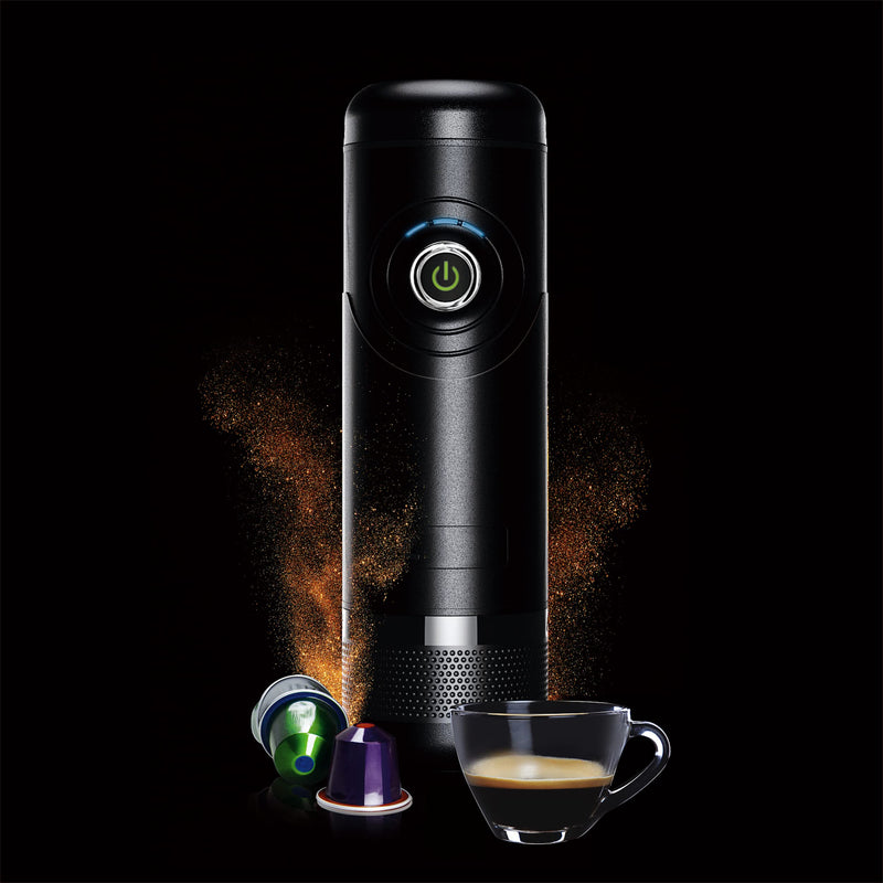 Dreiklang - be smart Tragbare Espressomaschine mit wiederaufladbaren Akku Kaffeemaschine, Elektrisch 12V Reise Unterwegs Auto, Camping, Boot, kompatibel Nespresso Starbucks L'OR 15 Bar,