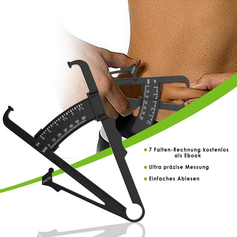 ALPHASKIN Premium Caliper Körperfettzange - Verbessertes Konzept 2023 I Körperfettzange 2er Set I Körperfett-Messgerät I Körperfett messen I Fettmesszange I Body-Fat-Caliper I Fettzange