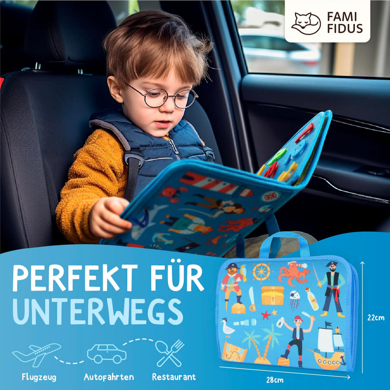 Famifidus Busy Board Deutsch - Unser Montessori Spielzeug für die Entwicklung deines Kindes I Das Activity Board als tolles Geschenk & super Reisespielzeug